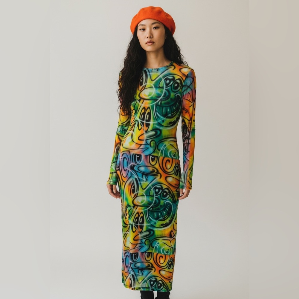 JASPAL stretchy graffiti dress